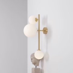 ALDEX Joel wall light, brass/white, 3-bulb