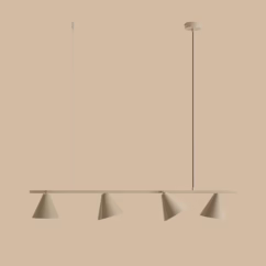 ALDEX Pendant light, shape 4, beige, metal, 4-bulb, cone, E27