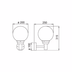 Albert Leuchten Outdoor wall light 155, stainless steel, glass, globe, Ø 20 cm