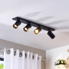 Arcchio Brinja spotlight, black, 65 cm long, ⌀ 7 cm, 4-bulb.