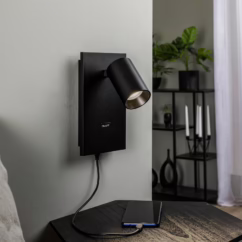 Arcchio Brinja spotlight, black, metal, USB-C, switch
