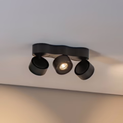 Arcchio LED ceiling light Rotari, lenses, 3-bulb, black