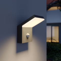 Arcchio LED outdoor wall light Yolena, sensor, anthracite, aluminium
