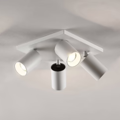 Arcchio spotlight Brinja, white, angular, ⌀ 6 cm, 4-bulb, GU10