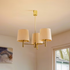 Argon Polo chandelier, 3-bulb, beige/dark brass