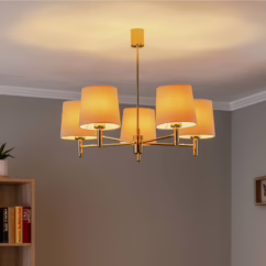 Argon Polo chandelier, 5-bulb, beige/dark brass