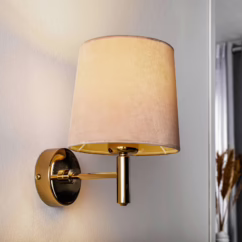 Argon Polo wall light, beige/dark brass