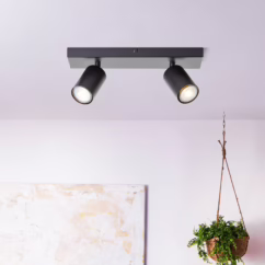 Brilliant Jello downlight, length 32 cm, black, 2-bulb, metal