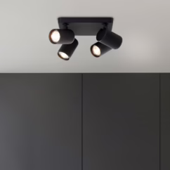 Brilliant LED downlight Marty, length 22 cm, sand black, 4-bulb.