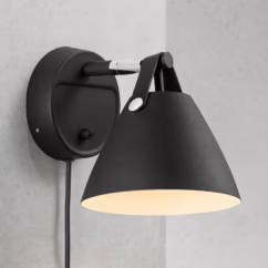 DFTP by Nordlux Strap wall light with a leather strap, black