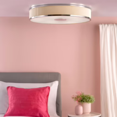 Dar Lighting Alvaro 6 Light Flush Ceiling Light In Polished Chrome With Ivory Shade