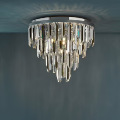 Dar Lighting Fuentes 5 Light Flush Ceiling Light In Polished Chrome With Crystal