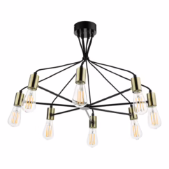 Dar Lighting Gabriel 8 Light Ceiling Pendant Light In Satin Black And Antique Gold Finish GAB0854