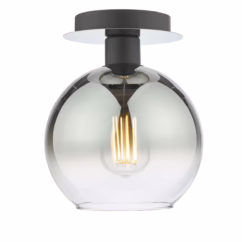 Dar Lighting Lycia Semi Flush Ceiling Light In Black Finish With Smoked Ombre Glass