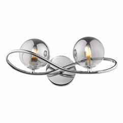 Dar Lighting Lysandra 2 Light Wall Light Polished Chrome With Smoked Glass