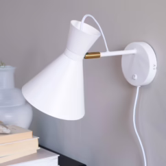Dyberg Larsen wall lamp Cindy, white, metal, width 20.5 cm