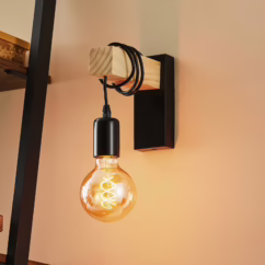 EGLO Townshend wall light with a wooden element