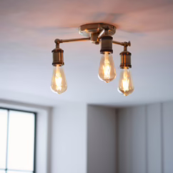 Endon 97243 Hal 3 Light Semi Flush Ceiling Light In Antique Brass Finish