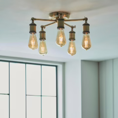 Endon 97244 Hal 5 Light Semi Flush Ceiling Light In Antique Brass Finish