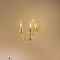 Euluna Retro wall light, 2-bulb, gold