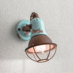 Ferroluce Wall lamp C1675/1, turquoise/rust brown, ceramic, 18cm high, E14