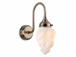 Firstlight 2899AB Flame 1 Light Wall Light In Antique Brass Finish With Opal Flame Glass IP44