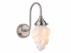 Firstlight 2899BS Flame 1 Light Wall Light In Brushed Steel Finish With Opal Flame Glass IP44