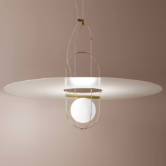 Fontana Arte White and golden LED hanging light Setareh