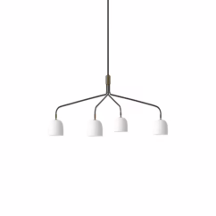 GUBI Howard 4-bulb chandelier 134x103 cm white/gunmetal
