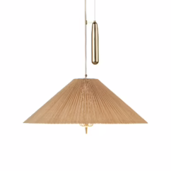 GUBI pendant light A1972, brass, bamboo lampshade, adjustable