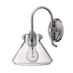HK/CONGRES1/A CM Congress Chrome 1 Light Clear Glass Wall Light