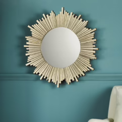 Laura Ashley Lovell Round Mirror In Champagne Finish