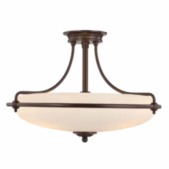QUOIZEL Griffin ceiling lamp with spacing, ⌀ 53 cm, bronze/opal