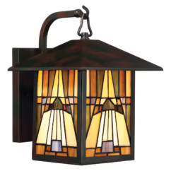 QUOIZEL Inglenook outdoor wall light, coloured glass, H 31.4 cm