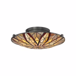 QUOIZEL Victory ceiling light, Tiffany-style lampshade