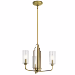 Quintiesse QN-KIMROSE3-BNB Kimrose 3 Light Ceiling Chandelier In Brushed Natural Brass