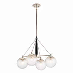 Quintiesse QN-MARILYN4 Marilyn 4 Light Ceiling Chandelier In Polished Nickel And Matte Black Finish