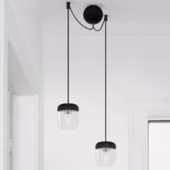 UMAGE Acorn hanging lamp two-bulb, black/steel