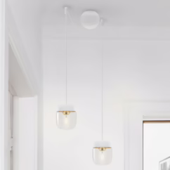 UMAGE Acorn hanging lamp two-bulb, white/brass
