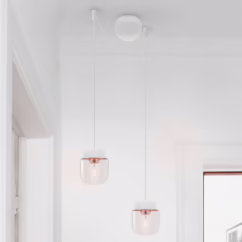 UMAGE Acorn hanging lamp two-bulb, white/copper