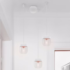 UMAGE Acorn hanging light three-bulb, white/copper