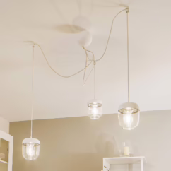 UMAGE Acorn hanging light three-bulb, white/steel