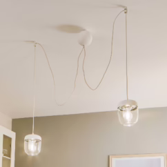 UMAGE Acorn hanging light white/steel, two-bulb