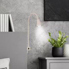 Briloner LED wall lamp Tuso, beige, bed mounting, metal, flexible arm
