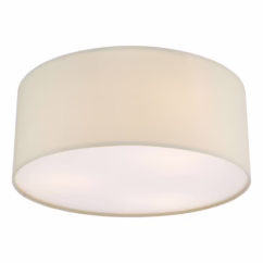 Dar Lighting Cierro 3 Light Flush Ceiling Light With Taupe Shade And White Diffuser 40 cm