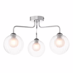 Dar Lighting Feya 3 Light Semi Flush Ceiling Light In Chrome With Clear And Opal Glass