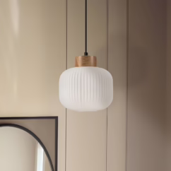 Lamkur Lighting Harmony pendant light, Ø 20 cm, opal glass, oak, E27