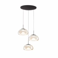 Fabas Luce Brena LED pendant light, 3-bulb, cognac, Ø 35 cm CCT, dimmable