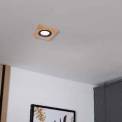 Lamkur Lighting Tobby recessed ceiling light, 10 x 10 cm, oak wood, GU10