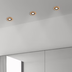 Lamkur Lighting Tobby recessed ceiling light, Ø 10 cm, set of 3, oak GU10
